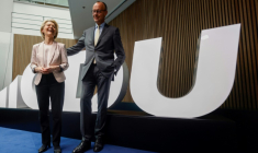 La présidente de la Commission européenne Ursula von der Leyen et le chancelier allemand Friedrich Merz, à Berlin, le 10 juin 2024 ( AFP / Odd ANDERSEN )