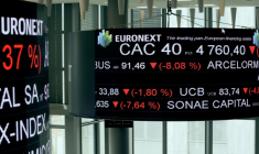 La salle de contrôle d'Euronext, société qui gère la Bourse de Paris ( AFP / ERIC PIERMONT )