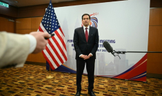 Le secrétaire d'Etat américain Marco Rubio participe à un point presse lors de la 58e réunion des ministres des Affaires étrangères des pays de l'Association des nations d'Asie du Sud-Est (Asean) au Centre des congrès de Kuala Lumpur, le 10 juillet 2025 ( POOL / Mandel NGAN )